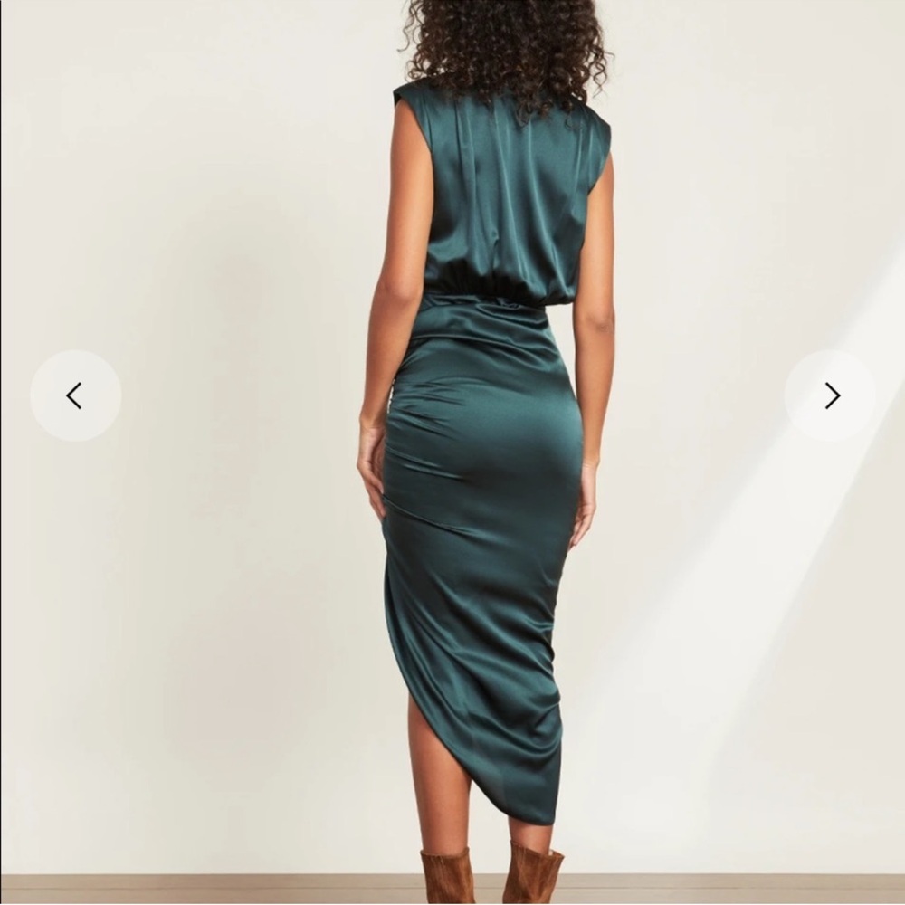 Veronica Beard Casela Silk Rouched Sleeveless Dress in Green Size 6 - Picture 8 of 12